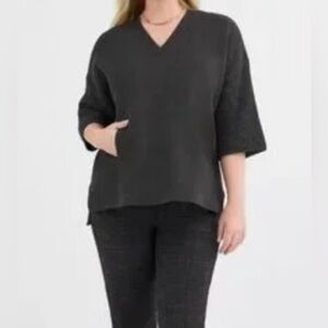 CAbi Charcoal V-Neck Tunic with Pocket